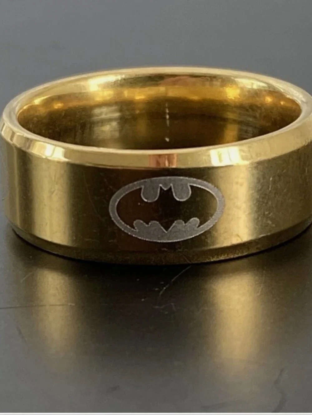 Men Or Women Batman Stainless Steel Gold Ring Band Single Sided Logo New